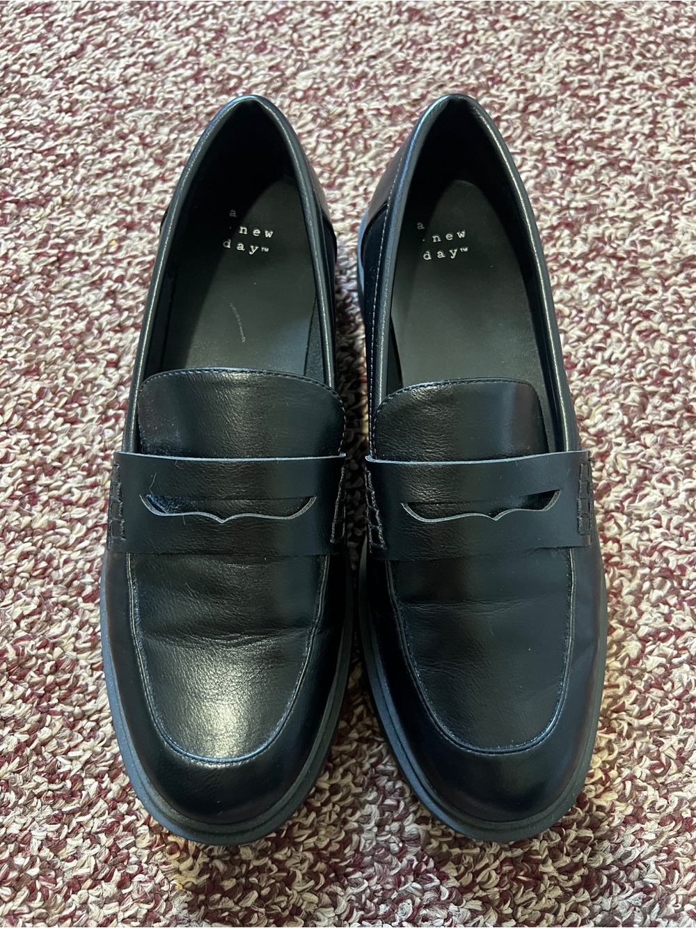 a new day Black Leather Penny Loafers